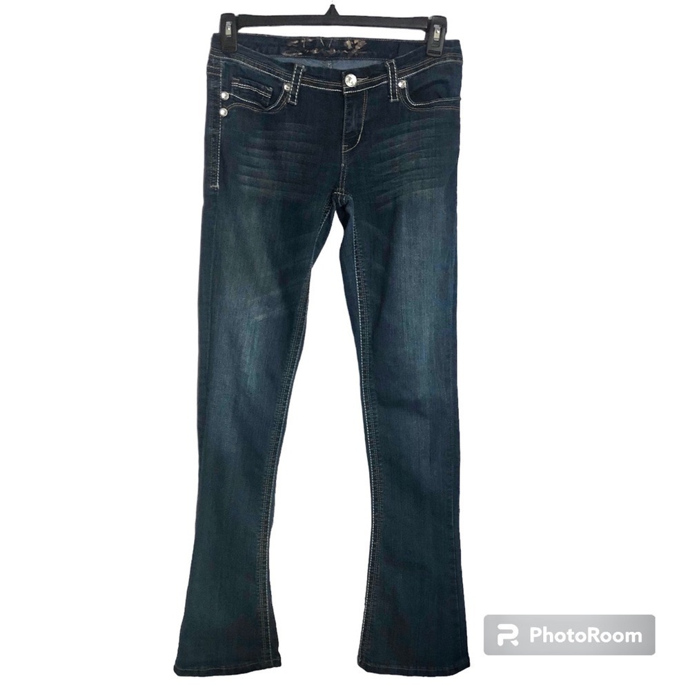 Seven 7 For All Mankind Rocker Blue Slim Bootcut Low Rise Jeans sz 28 31 X32